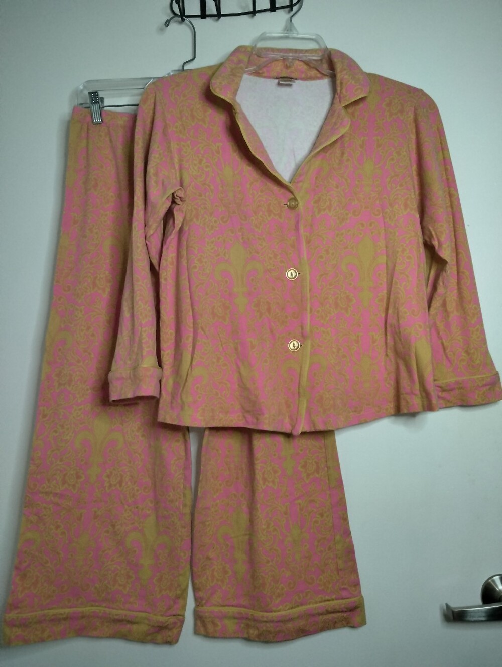 BedHead (Sz M) Multicolor Cotton Blend (2PC) Button Top/Pull-on Pants Pajama Set